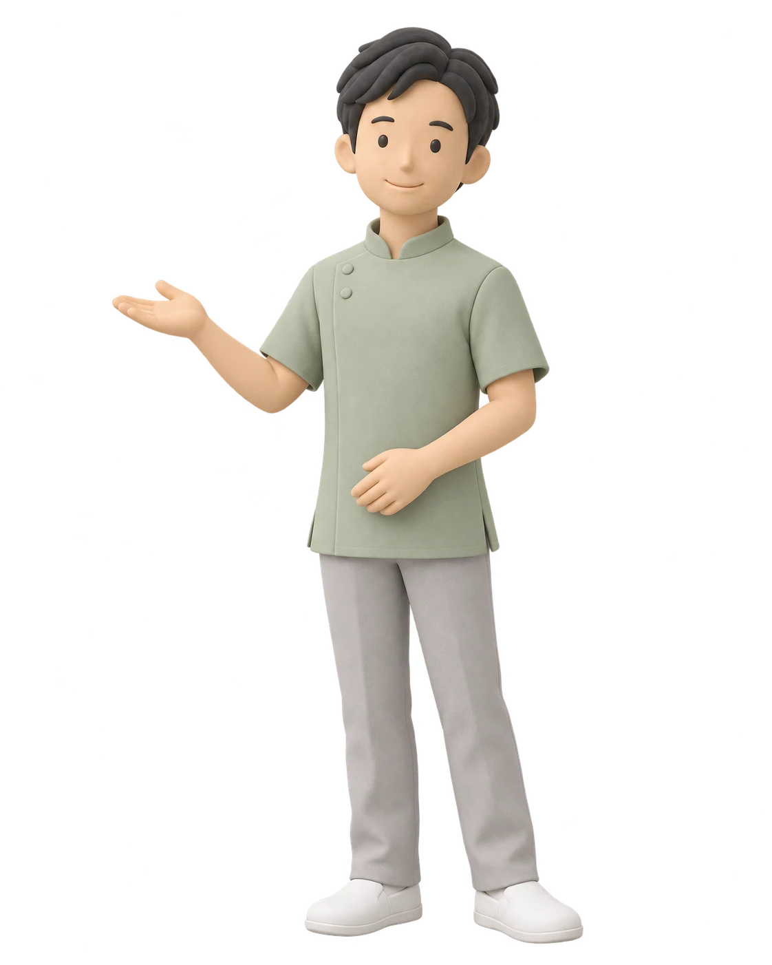 穏やかに案内する整体師の人形
