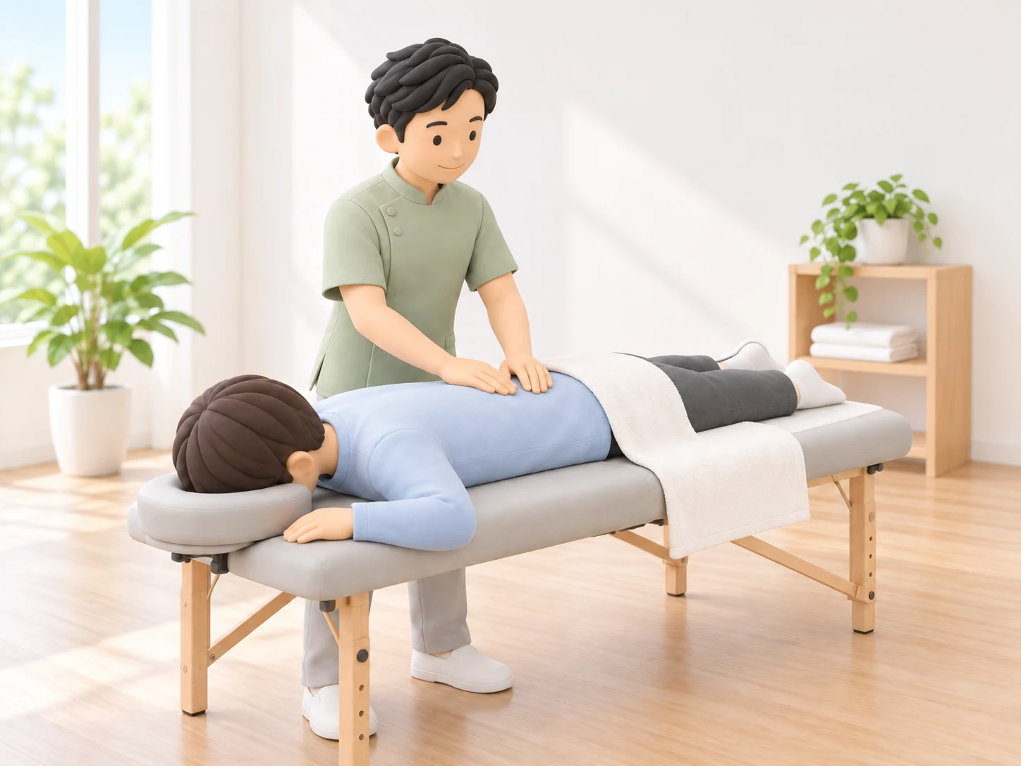 ベッドで施術する場面