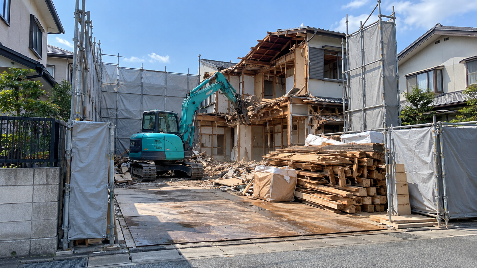 木造住宅の解体現場